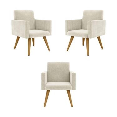 Imagem de Kit 03 Poltronas Decorativa Sala Balaqui Decor Cor:bege