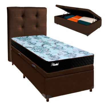 Imagem de Kit Cama Box Bau + Cabeceira + Colchão Solteiro Molas Ensacadas - Life Gold - Paropas