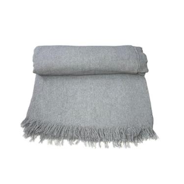 Imagem de Manta Gigante GG 180×240cm para Sofá ou Cama – Decorativa com Franjas Modelos Listrados e Lisos 100% Algodão (CINZA GRAFITE)