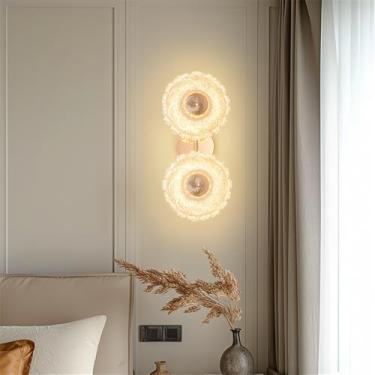 Imagem de Luminária de parede moderna e luxuosa com LED, estilo arte, para sala de estar, quarto, cabeceira, casa de campo, hotel, escada ou corredor (2 lâmpadas)