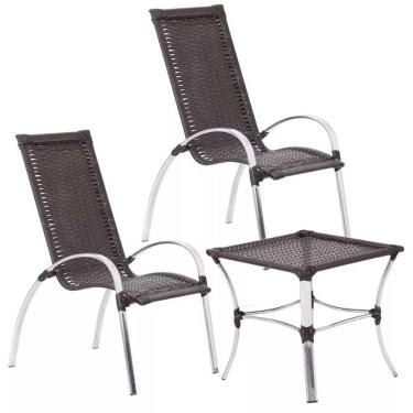 Imagem de 2 Cadeira Em Alumínio Garden E Mesa Garden Para Area Trama Tabaco
