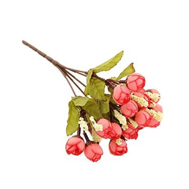 Imagem de 15- Bouquet de Botões Rosa Seda Artificial Simulação Brácteas Estrela Flores Decorativas para Decoração Ambiente Jardim Hotel Layout Cena Casamento