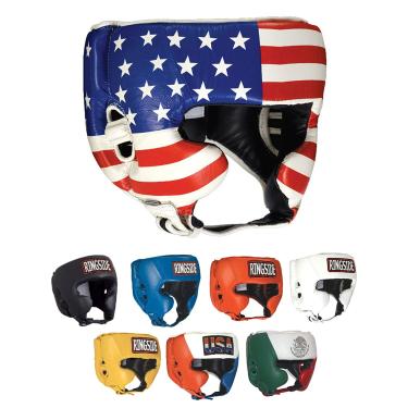 Imagem de Ringside Capacete de boxe de competição, arnês de couro com proteção contra bochechas, ótimo para boxe, MMA, Muay Thai, kickboxing e treinamento, ideal para homens e mulheres, bandeira dos EUA, grande
