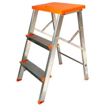 Imagem de Banquinho Dobravel, Banqueta AlumíNio 2-3 Degraus PortáTil Domestica DobráVel ReforçAda Ate 100kg(Banqueta 3 Degraus)