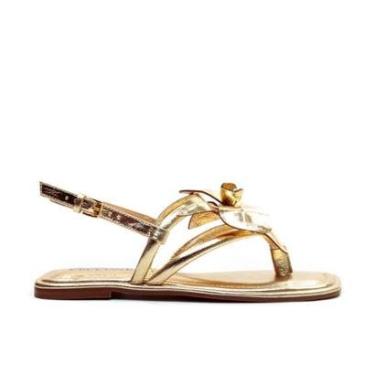 Imagem de Rasteira Feminina Cecconello Couro Dourado - 2501001-Feminino