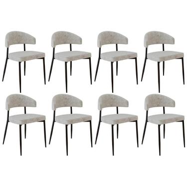 Imagem de Cadeira De Jantar Estofada Kit 8 Chloe M25 Linho Lautrec Off - Mpozenato