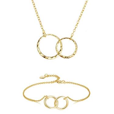 Imagem de Colar longo tiantiano mãe filha dois interlocking infinito duplo círculos colar dia das mães joias presentes da filha