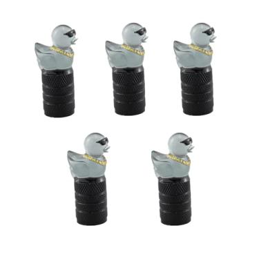 Imagem de Lindas tampas de haste de válvula de pato, tampas de válvula de pneu, capa de borracha quente que brilha no escuro (pacote com 5) universal para carro, caminhão, SUV, motocicleta, bicicleta