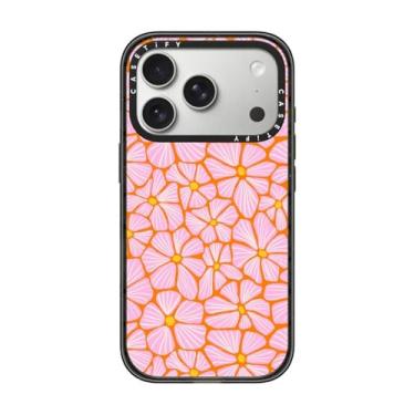 Imagem de CASETiFY Capa Impact para iPhone 17 Pro [fina/compatível com Magsafe/2,5 m. Proteção contra quedas de grau militar 4X] - Mosaico Flores - Preto Transparente