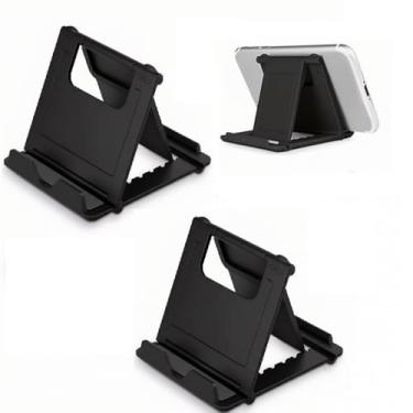 Imagem de Suporte de telefone portátil universal, suporte de telefone de mesa dobrável em vários ângulos, suporte de telefone de mesa e avião para todos os smartphones e tablets (preto)