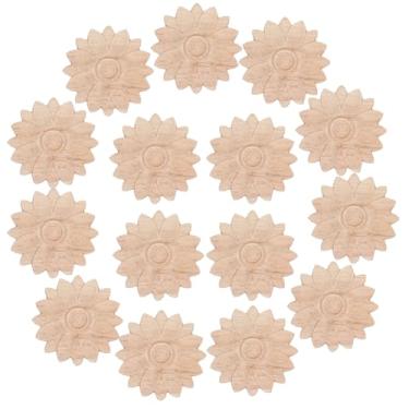 Imagem de WADORN 15 apliques de onlays esculpidos em madeira, onlays de 4 cm, apliques de madeira sem pintura, faça você mesmo, onlay esculpido em madeira sólida para porta, parede, lareira, espelho, escadas