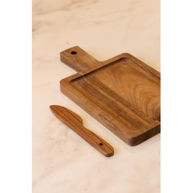 Imagem de CJ 2 Peças - Lignum Bandeja + Faquinha Madeira Acácia 23x13 - Wolff