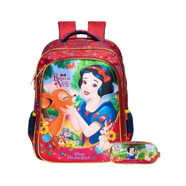 Imagem de Kit Branca De Neve Luxo Mochila Costas + Estojo Duplo