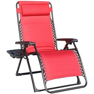 Imagem de Cadeira reclinável com gravidade zero, cadeiras reclináveis dobráveis e ajustáveis com suporte para copos, cadeiras pesadas, espreguiçadeiras, escritório, almoço, para pátio, acampamento, praia