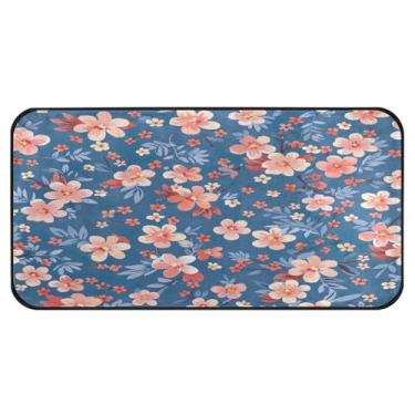 Imagem de STAYTOP Lindas flores pequenas tapetes de cozinha, tapetes antiderrapantes laváveis acolchoados poliéster antifadiga conforto alpendre tapete de chão capacho decoração de casa de fazenda 39 × 20