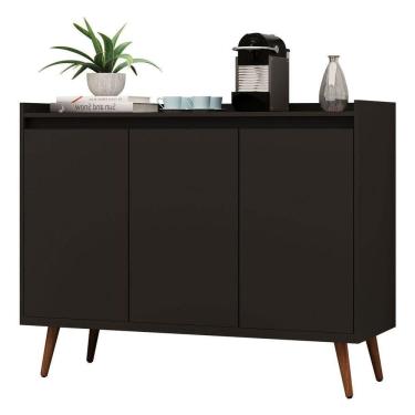 Imagem de Buffet Aparador Retrô Delux 3 Portas Preto - Moveisaqui