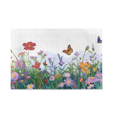 Imagem de WELLDAY Quebra-cabeça flores e borboletas 1000 peças grande jogo de arte para adultos adolescentes