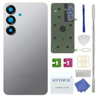 Imagem de HYYHFIX Substituição de vidro traseiro Galaxy S24 FE para Samsung Galaxy S24 FE capa traseira à prova d'água e lente de câmera + kit de ferramentas de reparo profissional (violeta titânio) (cinza)
