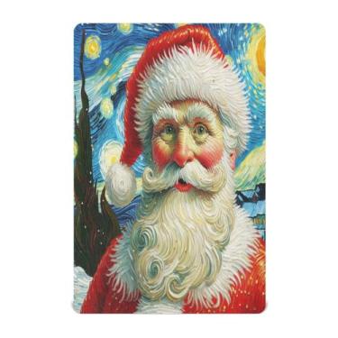 Imagem de Qilmy Retrato de Natal do Papai Noel, lençol com elástico macio e respirável de microfibra para meninos e meninas, lençol com elástico para colchão infantil portátil 132 x 71 cm