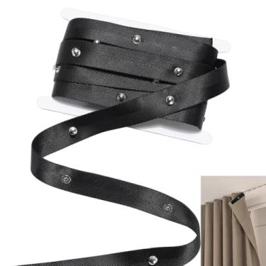 Imagem de PH PandaHall Fita de cortina preta de 5,4 m x 3 cm para cortina, cortina de tecido, fita elétrica, substituição de cinto de trilha, fitas dobráveis, de aço inoxidável, para teto, decoração de casa