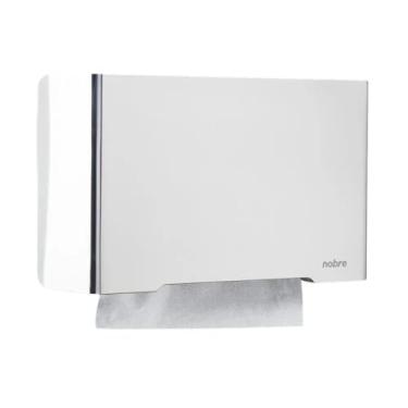 Imagem de Dispenser para Papel Toalha Interfolhas, Frente em Inox Polido, 36x13x20cm, Material Polipropileno e Inox, Cor Prateado, Instalação com Parafusos e Fita Dupla Face