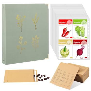 Imagem de AmazingSpark 1 pacote de fichário organizador de sementes com 100 envelopes de sementes e 50 protetores de folhas que armazenam 200 envelopes suporte de jardim modelo de coleção de livros para amantes