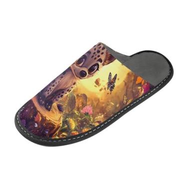 Imagem de ODAWA Pantufa feminina outono cachorro casa floresta chinelos masculinos inverno casa sapatos internos e externos, Lindo leopardo luar, 10.5-11