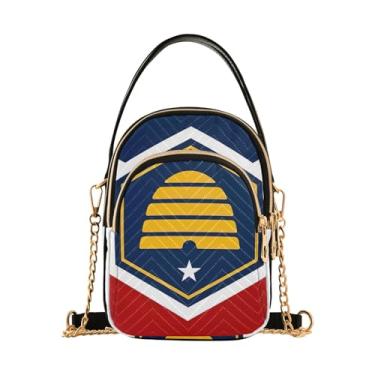 Imagem de ODAWA Bolsa tiracolo feminina com bandeira do estado de Dakota do Sul - Bolsas transversais femininas modernas - Bolsas transversais pequenas para mulheres e viagens, Bandeira nacional de Utah, One
