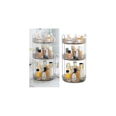 Imagem de Organizador Plástico Transparente com 3 Compartimentos, Multiuso para Banheiro e Escritório, 16 x 15 x 13 cm, Empilhável