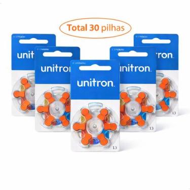 Imagem de 30 Pilhas Baterias 13 Pr48 Laranja Aparelho Auditivo Unitron