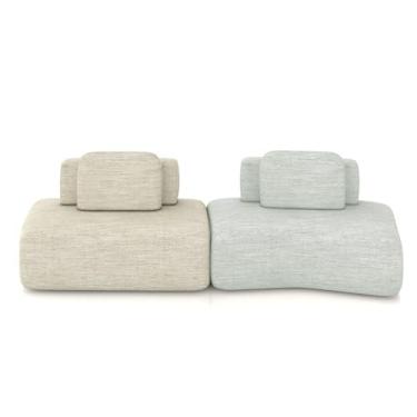 Imagem de Sofá Ilha Sala de Estar Dakota 2 Módulos 316cm Encostos Almofadas Soltas Linho Bege/Cinza G33 - Gran Belo