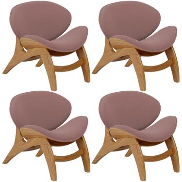 Imagem de Kit 4 Poltronas Decorativa Orgânica Sala Living Kadosh L02 Suede Rosê - Lyam Decor