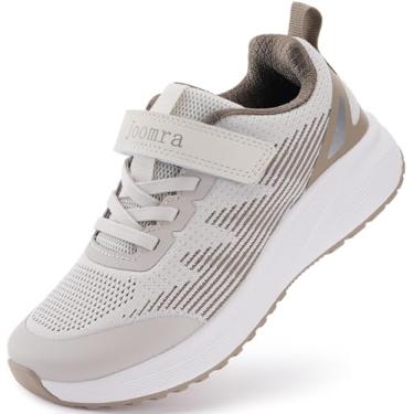 Imagem de Joomra Tênis infantil pequeno/grande com bico largo | Tênis de corrida para meninos e meninas + sola de borracha, Caqui, 15