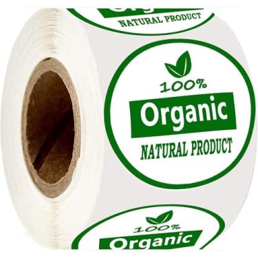 Imagem de Etiquetas de produtos naturais 100% orgânicos, adesivos redondos de 3 cm para embalagem de alimentos, caixa, sacos, 500 unidades