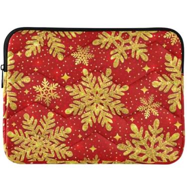 Imagem de Capa de laptop fofa vermelha com glitter de Natal para MacBook 13 polegadas capa de laptop inchada universal 13-14 polegadas