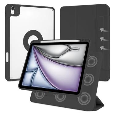 Imagem de Dwopar Capa para iPad Air 13 polegadas M3/M2 2025/2024, iPad Pro 12,9 polegadas 6ª/5ª geração 2022/2021 com suporte para lápis, suporte vertical, capa magnética removível com três dobras, preto