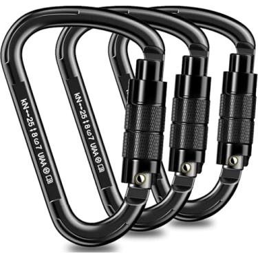 Imagem de Mosquetão de travamento automático para serviço pesado, mosquetão de escalada de 25 kN, mosquetões de segurança para rapel, redes, resgate, coleira de cachorro, balanço