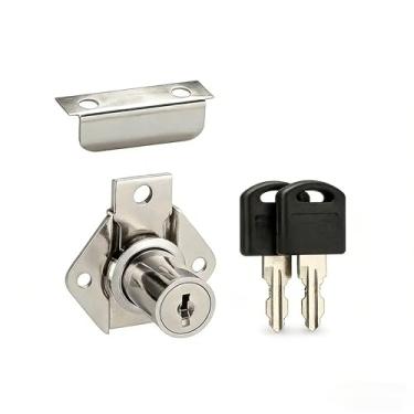 Imagem de Fechadura Tambor 22mm com Lingueta Curta - Para Móveis, Armários e Gavetas, Inclui 2 Chaves, Segura e Durável para Residência