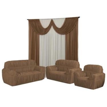 Imagem de Kit Cortina Paris 2 Metros+Capa De Sofá 3, 2 E 1 Lugares Jogo Promoção