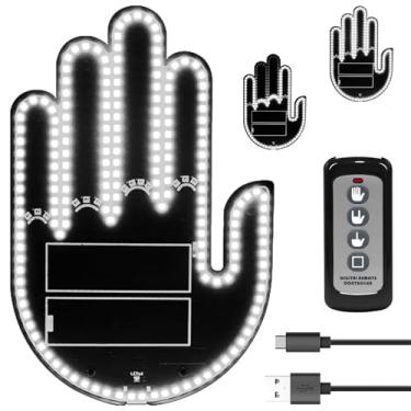 Imagem de DIBMS Luz de gestos manuais com porta USB com controle remoto, luz de LED divertida com luz de sinalização para janela traseira do carro, caminhão, off-road, branco