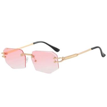 Imagem de Óculos de Sol Pequenos e Gradientes Sem Aro para Homens e Mulheres, com Proteção UV400, Ideais para Esportes ao Ar Livre, Corrida e Ciclismo, nas Cores Dourado e Rosa.