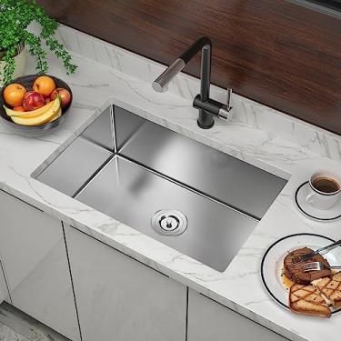 Imagem de Pia de cozinha embaixo de 68 cm, pia de cozinha de aço inoxidável PRO calibre 16 com acessórios