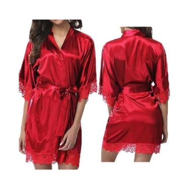 Imagem de Pijamas De Seda De Gelo Para Mulheres Em Vermelho E Preto, Robes L XL,