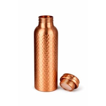 Imagem de VNPL Garrafa de água martelada – 100% cobre, benefícios ayurvédicos, tampa à prova de vazamento, 950 ml | Feito à mão para saúde, ioga, escritório e viagem (martelado)