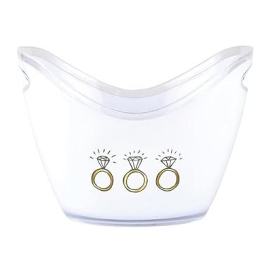 Imagem de Slant Collections Balde de champanhe transparente com alça dupla de acrílico para festa de casamento, 27,4 cm de largura, anéis de ouro e diamante preto