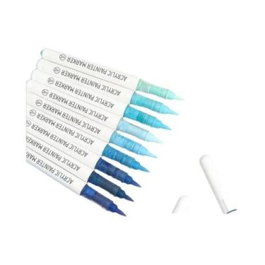 Imagem de Conjunto De Canetas Marcadoras Acrílicas Multicoloridas 9 Cores Ponta 