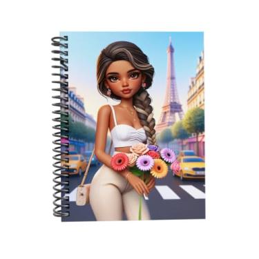 Imagem de Caderno Universitário Capa Dura Decorado Linha Paris, Espiral, com Bolsa Interna, Cartela de Adesivos e Divisórias (CAPA 4, 01 MATÉRIA (96 FLS))