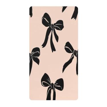 Imagem de Blueangle Lençol de berço padrão para berço infantil - Lençóis de algodão macio e respirável com laço preto (303)