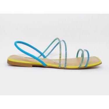 Imagem de Sandália rasteira dakota tira vinil strass conforto , 38