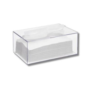 Imagem de Caixa Acrílico Porta Papel Toalha Interfolhado com Tampa Articulável Transparente Para Mesa Recepção Banheiro(1 UNIDADE)